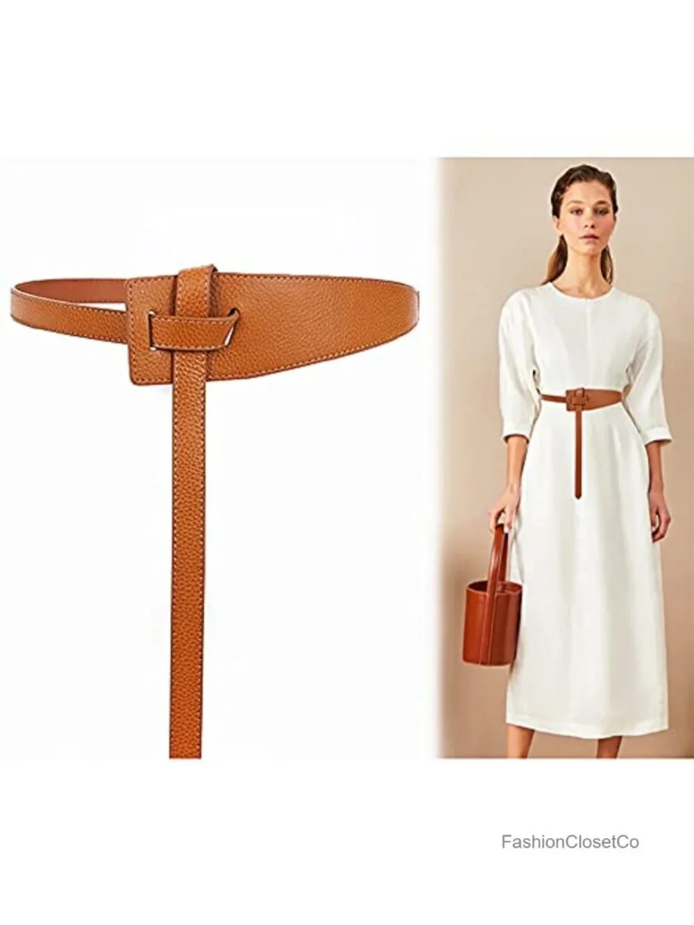 Vintage Leather Tie Waist Belt for Dresses Jeans Casual, Adjustable